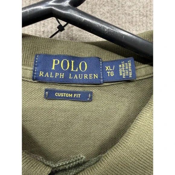 Polo Ralph Lauren Polo Shirt Mens XL Green Camo Custom Fit Flag Pony Embroidered - Picture 5 of 7